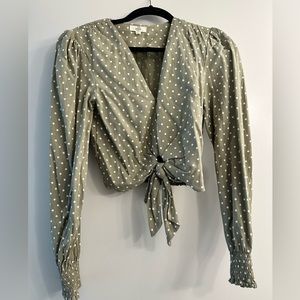 Green Polka Dot Long Sleeve Blouse